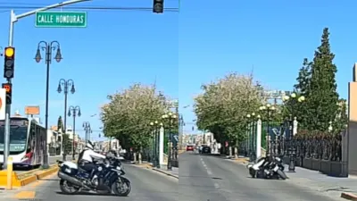 Agente de Seguridad Vial se cae de motocicleta y se vuelve viral en Juárez