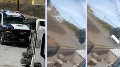 Difunden video de volcadura de camioneta con trabajadores de Coppel