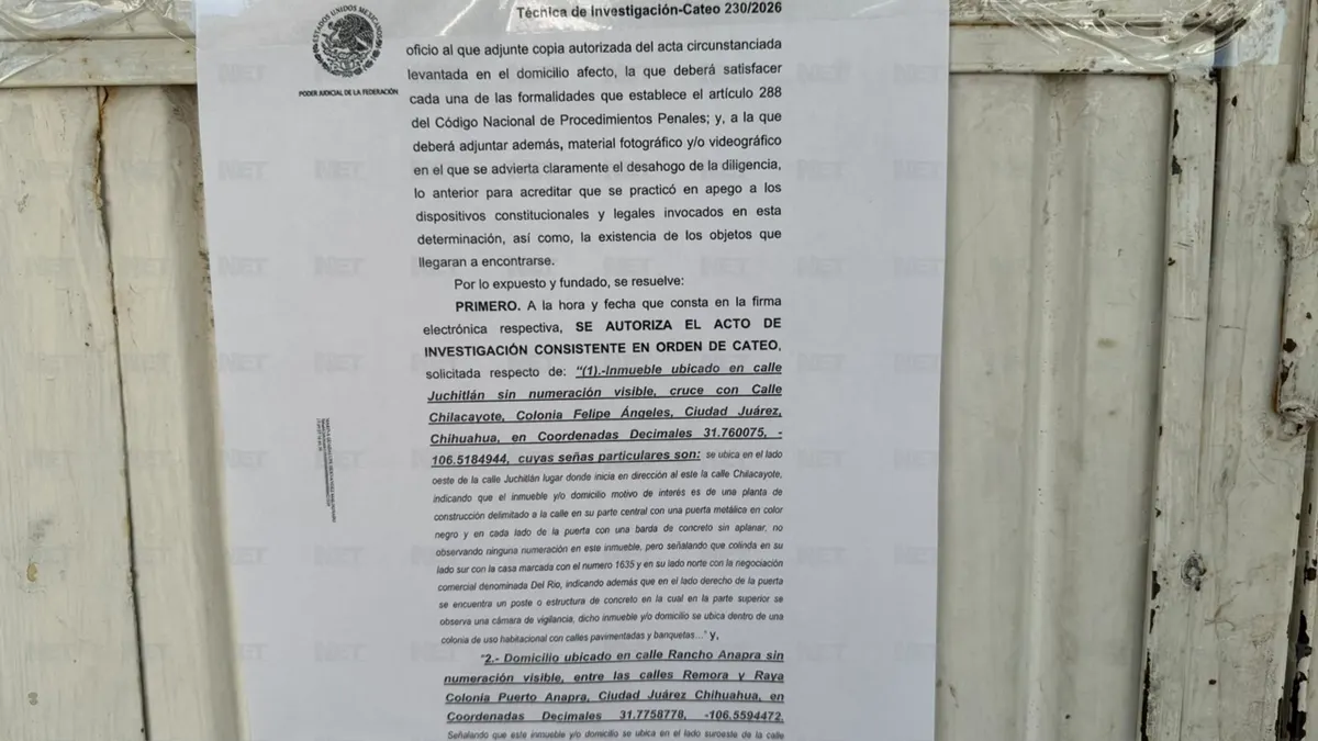 Versión: Cateo en Rancho Anapra deja dos detenidos