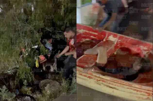 Rescatan Bomberos a hombre atrapado en canal tras fuertes lluvias