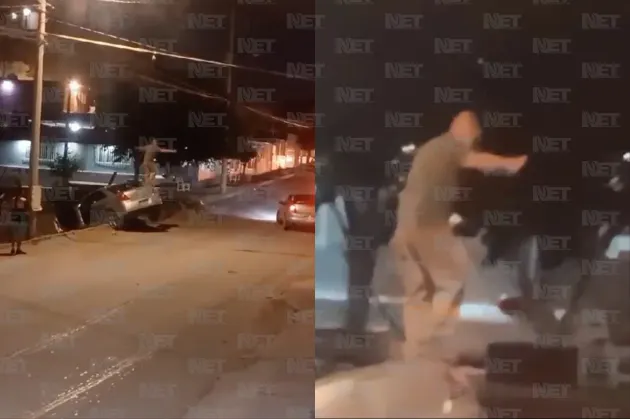 Choca en la Fronteriza queda al borde de un barranco y baila sobre el auto