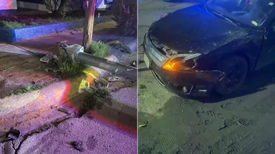 Choca en sentido contrario, derriba arbotante y huye en avenida de las Américas