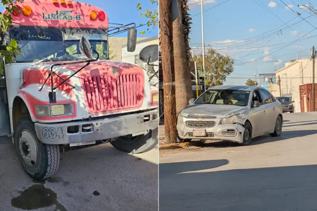 Camión de transporte impacta auto y lo proyecta contra poste en el Centro