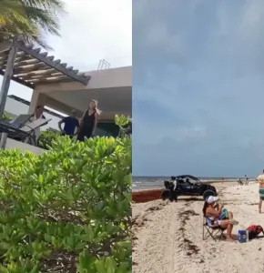 Extranjera quiso adueñarse de playa y mexicanos hacen fiesta afuera de su casa
