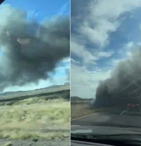 Incendio tras volcadura detiene circulación en carretera Chihuahua-Juárez