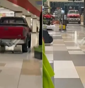 Hombre intoxicado conduce camioneta dentro de Plaza Sendero y causa destrozos