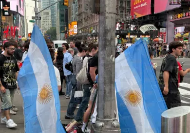 Así se vive la fiesta argentina en Nueva York previo a la final del Mundial