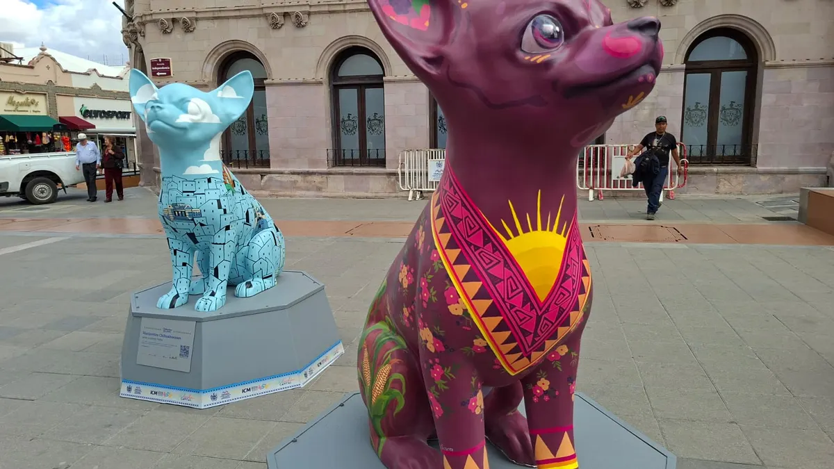 Artistas locales intervienen esculturas de perros chihuahua para el Ficuu