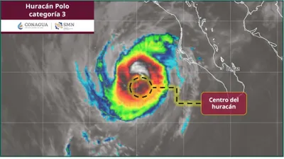 Mantiene Polo fuerza de huracán 3 y amenaza con lluvias torrenciales en BCS