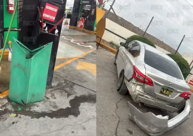 Detienen a hombre tras chocar y causar destrozos con un pico en gasolinera