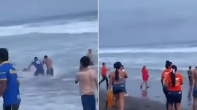 Salvavidas rescata a turistas que se estaban ahogando y lo agreden