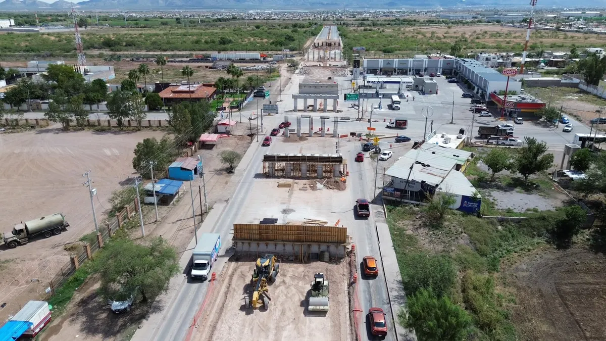 Construcción de Paso Superior en Chihuahua capital registra 33% de avance