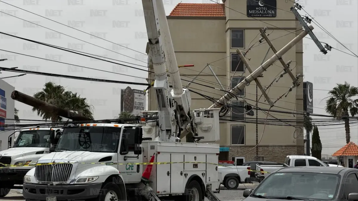 Poste cae durante trabajos de CFE y deja un trabajador lesionado