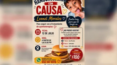 Invitan a hamburguesada con causa para apoyar a Leonel en su lucha contra el cáncer