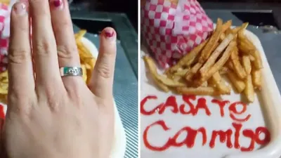 Propuesta de matrimonio con cátsup desata burlas; novia dice que fue 'especial'