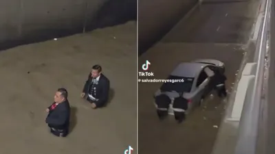 Rescatan mariachis a automovilista atrapado en inundación en Juárez