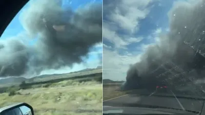 Incendio tras volcadura detiene circulación en carretera Chihuahua-Juárez