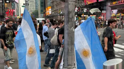 Así se vive la fiesta argentina en Nueva York previo a la final del Mundial