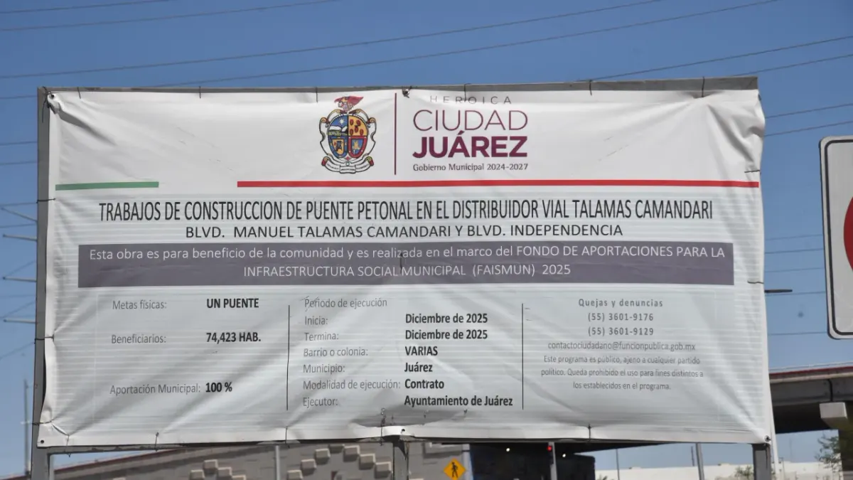 Supervisa alcalde colocación de puente peatonal en Talamás Camandari