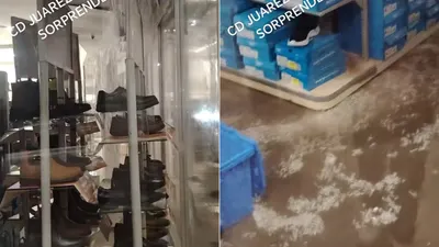 Video muestra cómo agua y granizo ingresan a Coppel de Las Torres durante tormenta