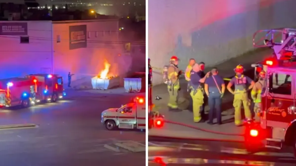 Localizan cadáver dentro de contenedor incendiado en centro de El Paso
