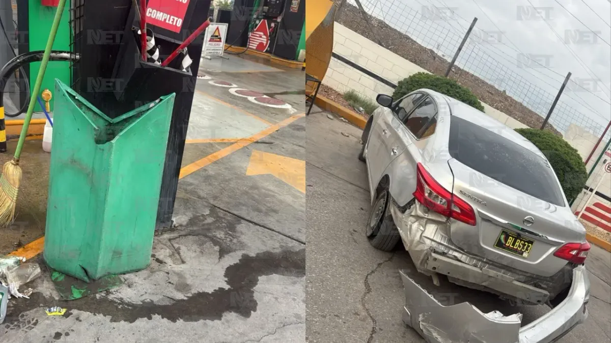 Detienen a hombre tras chocar y causar destrozos con un pico en gasolinera