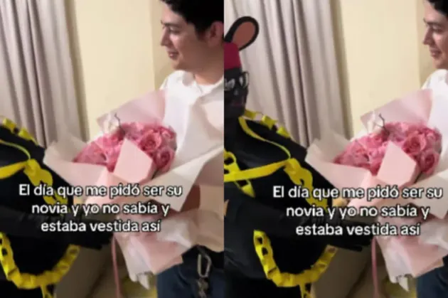 Joven fue a pedirle que sea su novia, pero ella aparece vestida de ratón