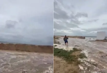 Se rompe bordo de contención en Puerto San Carlos por huracán Polo