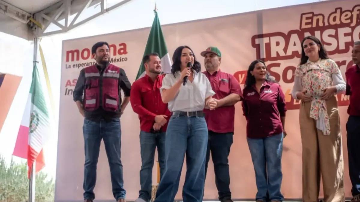 Reaparece Andrea Chávez con su bebé en acto público de Morena en Chihuahua