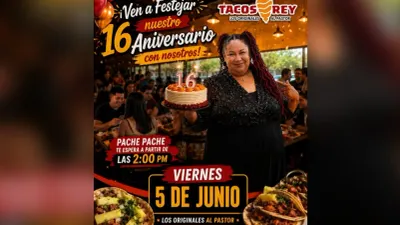 Festeja Tacos Rey sus 16 años con evento especial