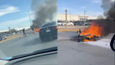 Se incendia motocicleta en avenida De las Torres; conductor resulta lesionado