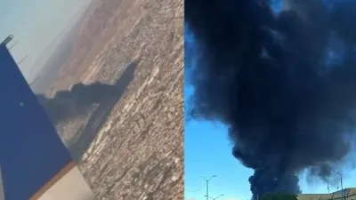 Así se vio desde avión el incendio de Sun Packaging