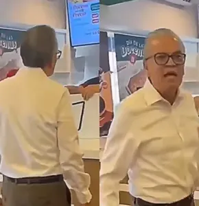 Adulto mayor le grita a empleado de Krispy Kreme y lo bautizan como 'Lord Donas'