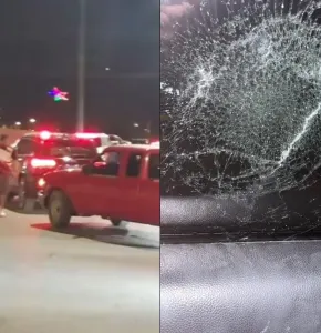 Hombre con piedra en mano ataca camioneta de mujer en el puente Libre