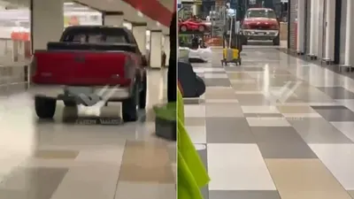 Hombre intoxicado conduce camioneta dentro de Plaza Sendero y causa destrozos