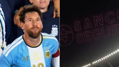 Show de drones durante homenaje a Messi generan abucheos por publicidad