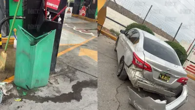 Detienen a hombre tras chocar y causar destrozos con un pico en gasolinera