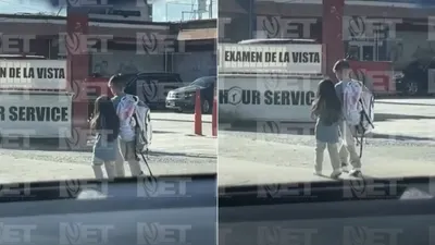 Capta a niño cargando mochila de su hermana en puente Zaragoza y conmueve en redes