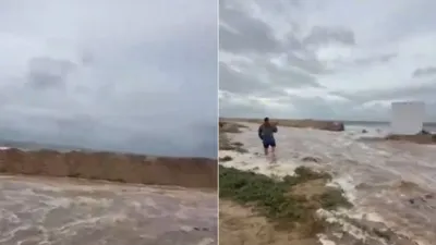Se rompe bordo de contención en Puerto San Carlos por huracán Polo