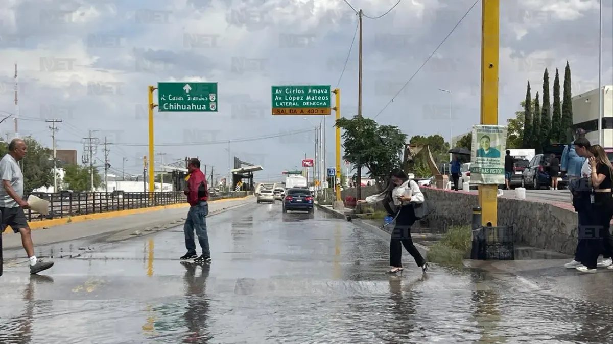 Persisten encharcamientos en el eje vial Juan Gabriel tras lluvias pasadas