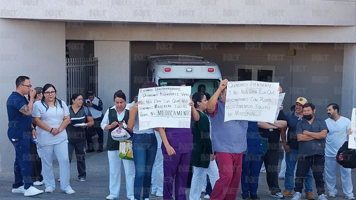 Personal de IMSS 66 protesta por falta de material y medicamentos