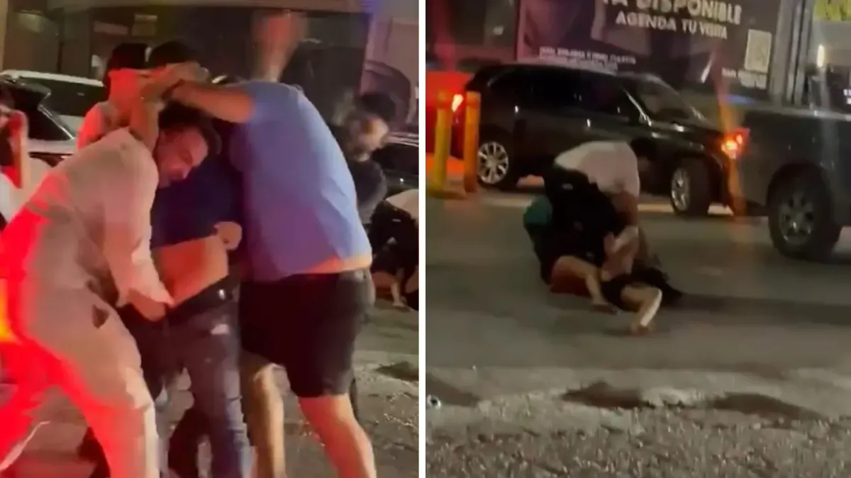 Video: Jóvenes arman pelea afuera de plaza Portales