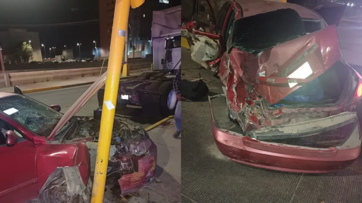 Choca tráiler a auto frente al Parque Central