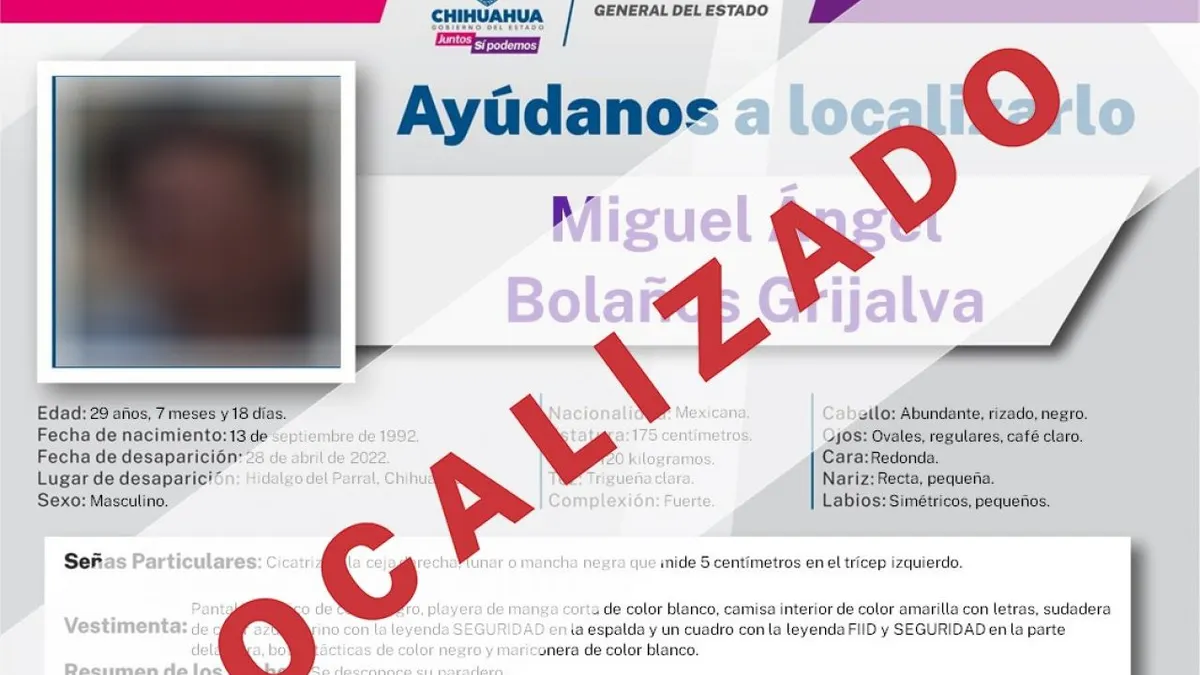 Localizan en Chihuahua a joven desaparecido en Parral