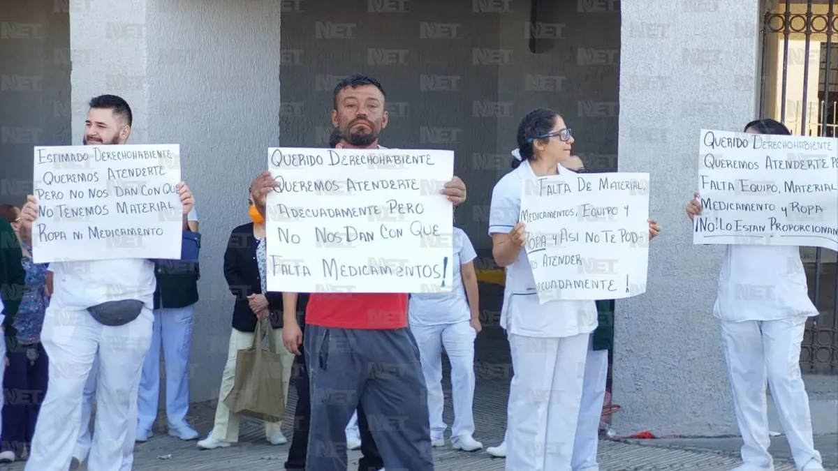 Personal de IMSS 66 protesta por falta de material y medicamentos