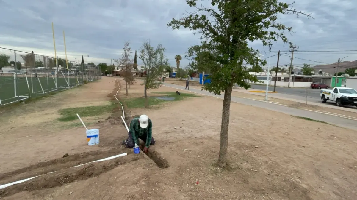 Concluyen segunda etapa de riego de parque Fundadores en Chihuahua