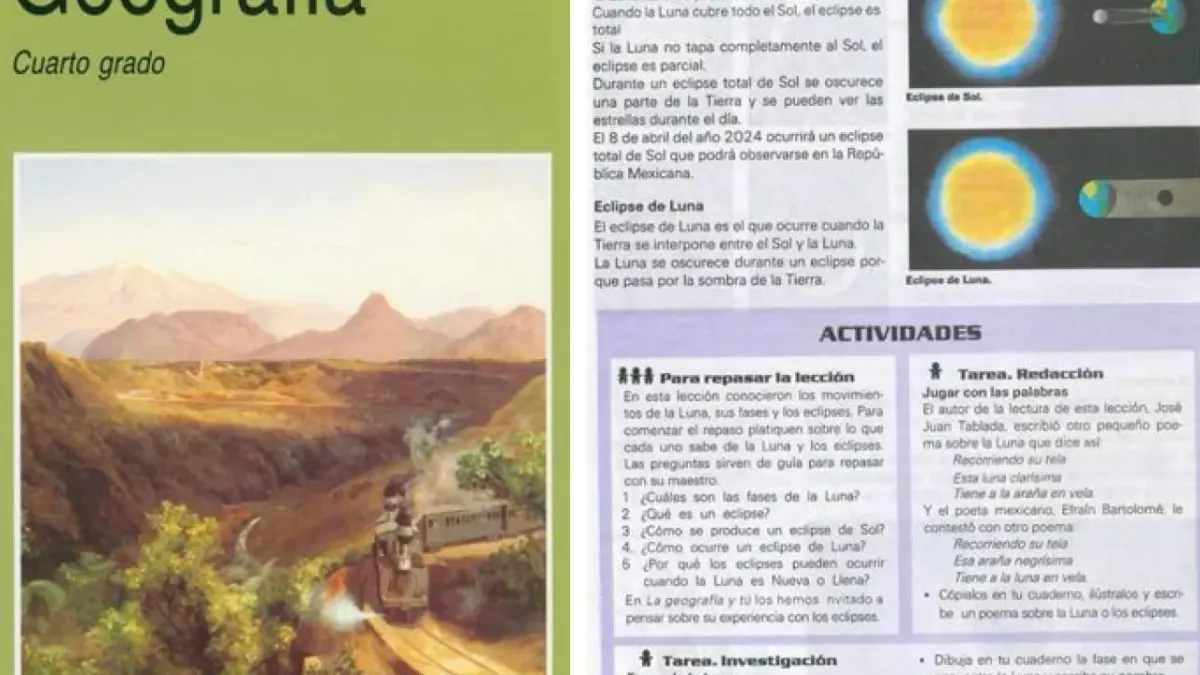 Libro de geografía de cuarto grado de 1993 menciona el eclipse solar 2024