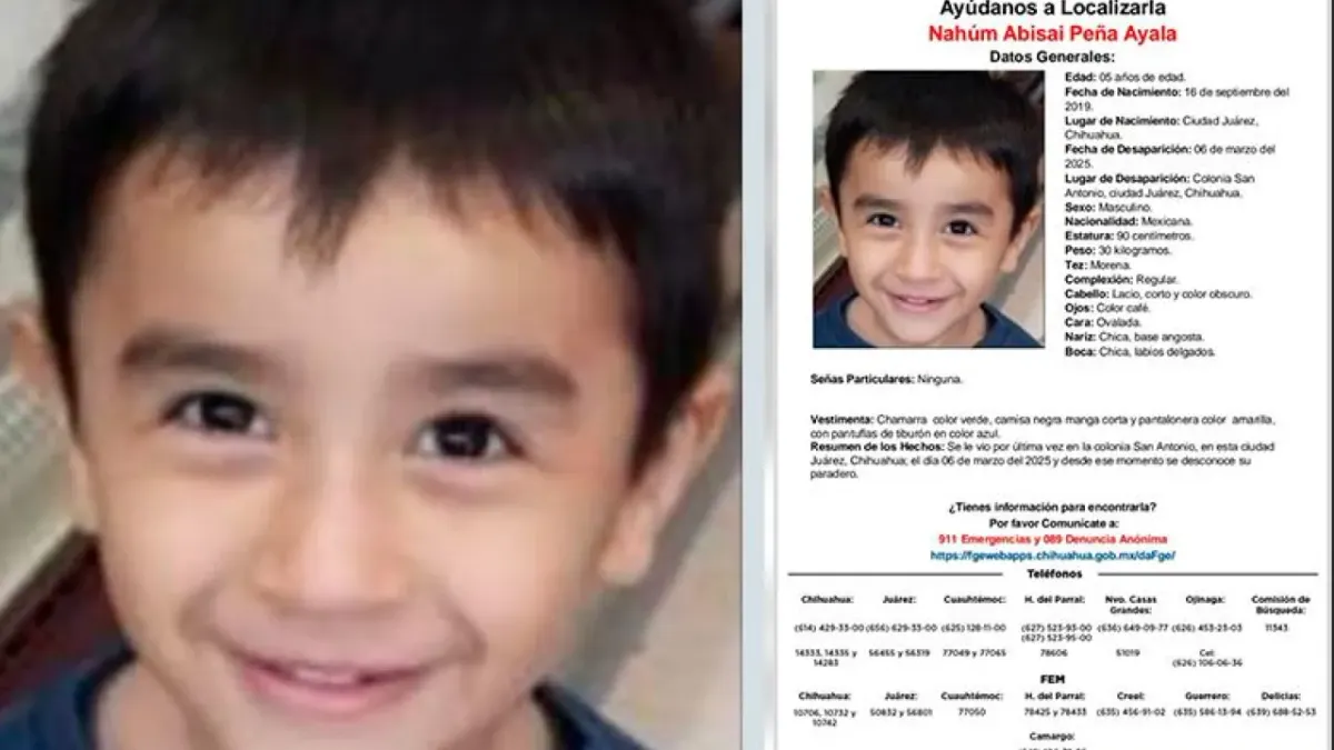 ¿Dónde estás? Buscan a Nahúm Abisai Peña de 5 años