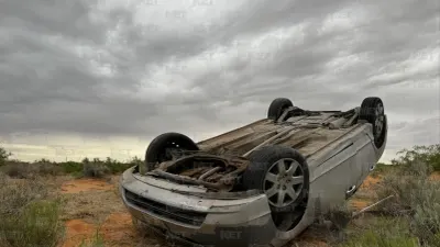 Conductor se queda dormido y vuelca en carretera Anapra Santa Teresa